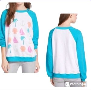 WILDFOX " I SPY" CREWNECK Bleached Soft  PULLOVER SWEATSHIRT